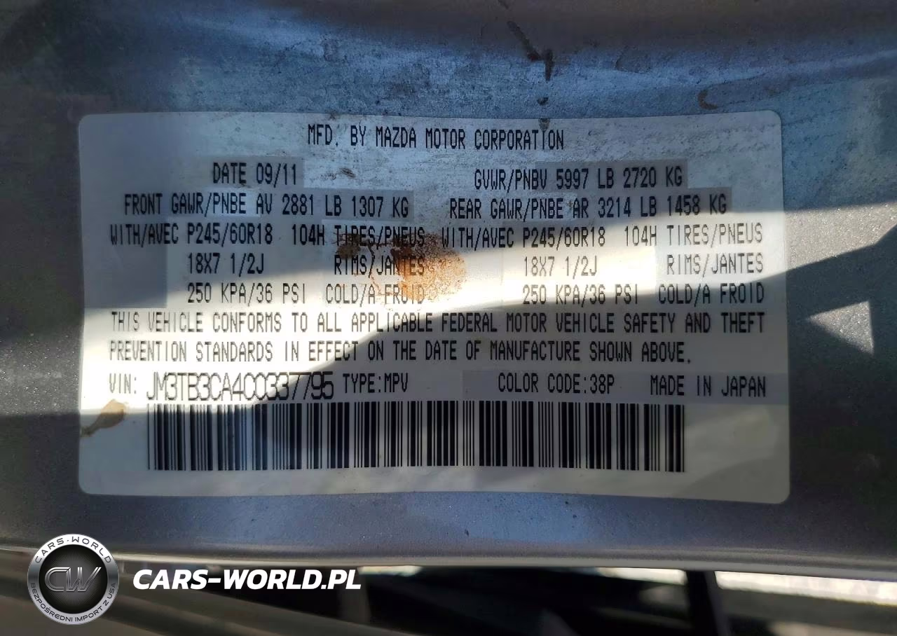 2012 Mazda Cx-9 VIN:JM3TB3CA4C0337795 - 12
