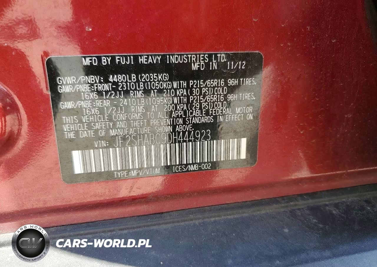 2013 Subaru Forester 2.5X VIN:JF2SHABC9DH444923 - 12