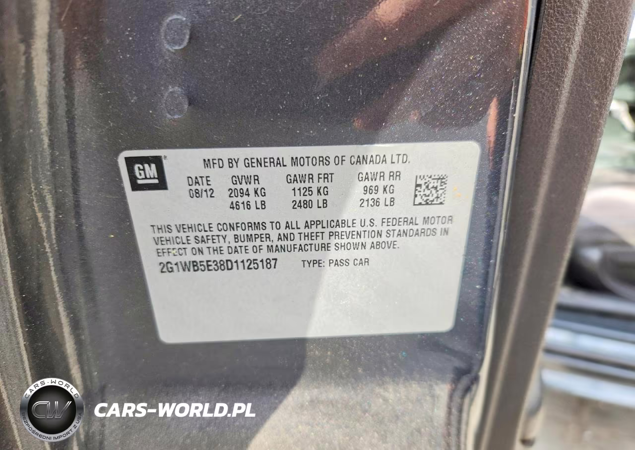 2013 Chevrolet Impala Lt VIN:2G1WB5E38D1125187 - 12