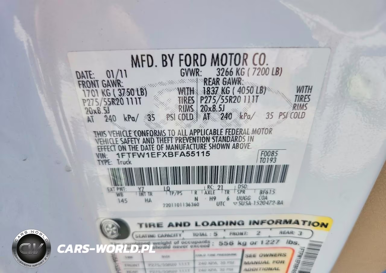 FORD F-150 VIN:1FTFW1EFXBFA55115 - 12
