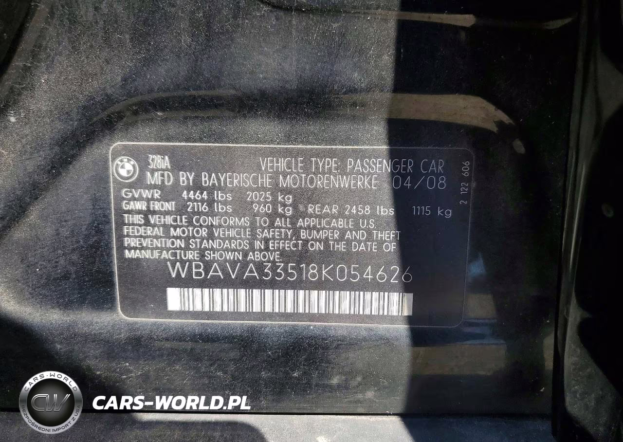 2008 BMW 8 Series VIN:WBAVA33518K054626 - 12