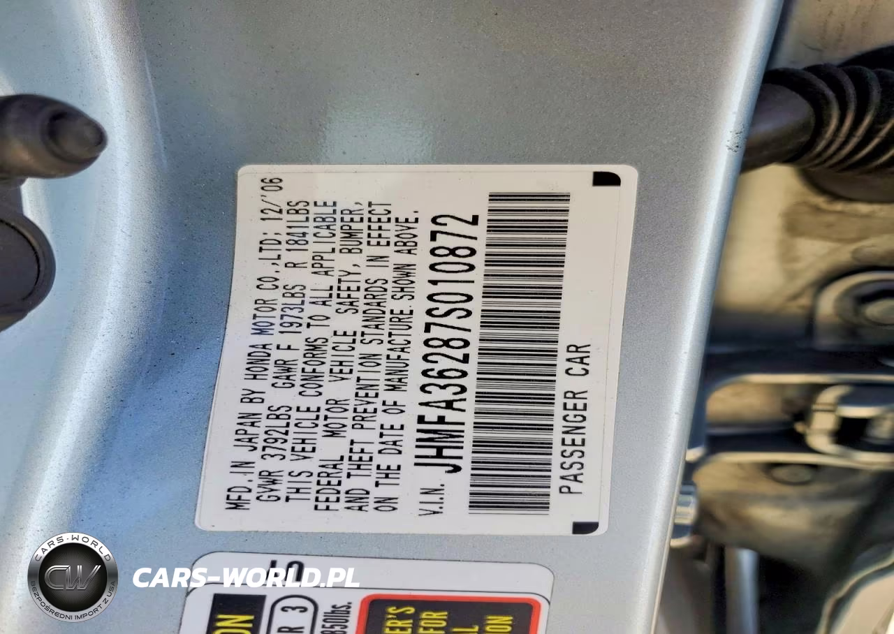 2007 Honda Civic Hybrid VIN:JHMFA36287S010872 - 12