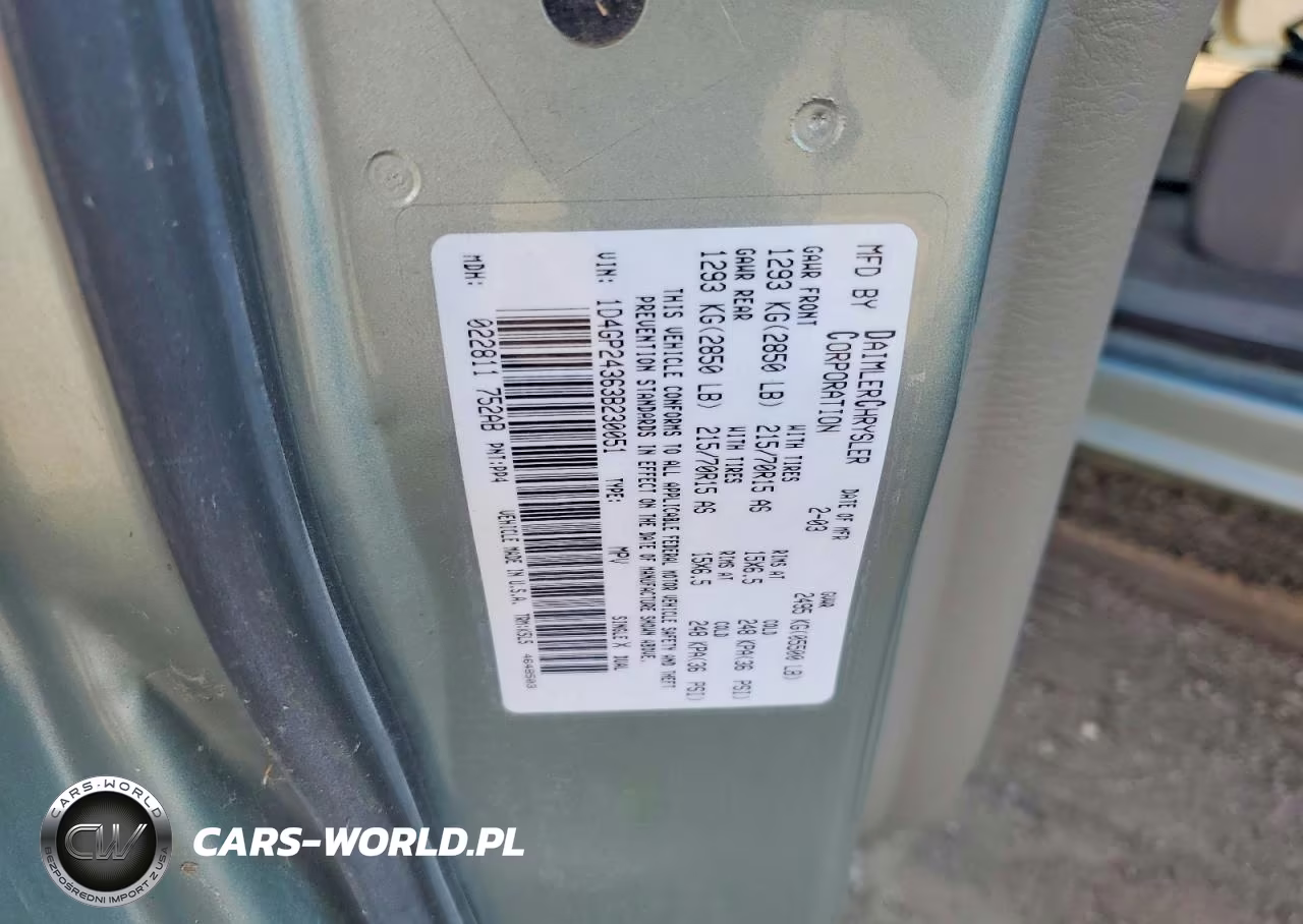 2003 Dodge Grand Caravan Se VIN:1D4GP24363B230051 - 13