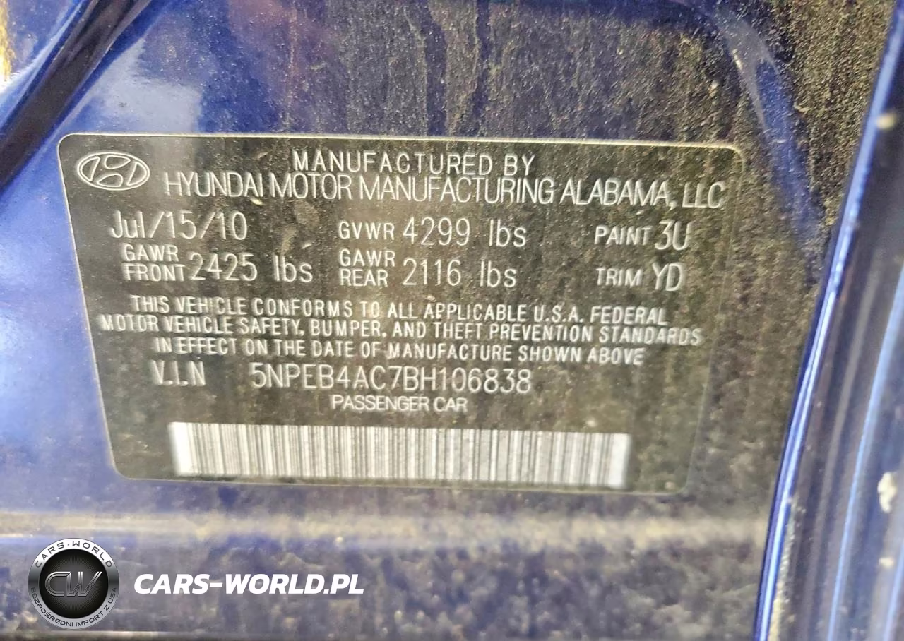 2011 Hyundai Sonata Gls VIN:5NPEB4AC7BH106838 - 12