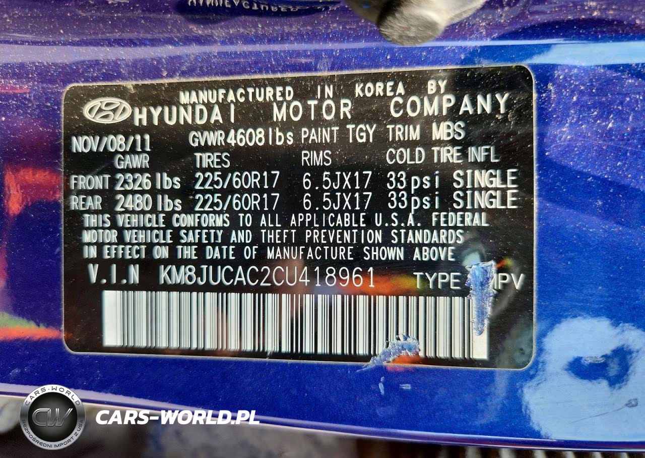2012 Hyun Tucson Gls 4D Suv Aw VIN:KM8JUCAC2CU418961 - 13