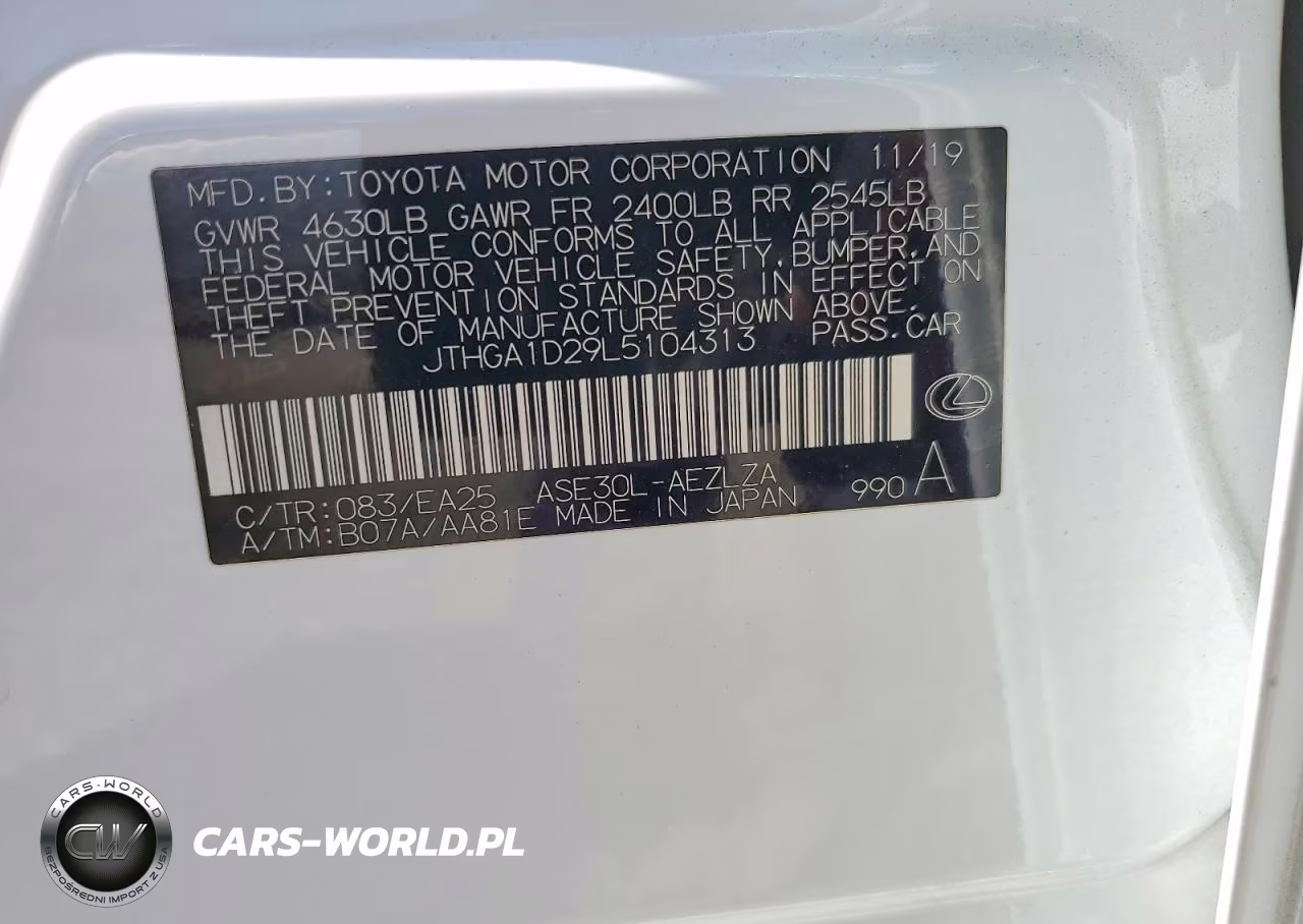 2020 Lexus Is 300 F Sport VIN:JTHGA1D29L5104313 - 12