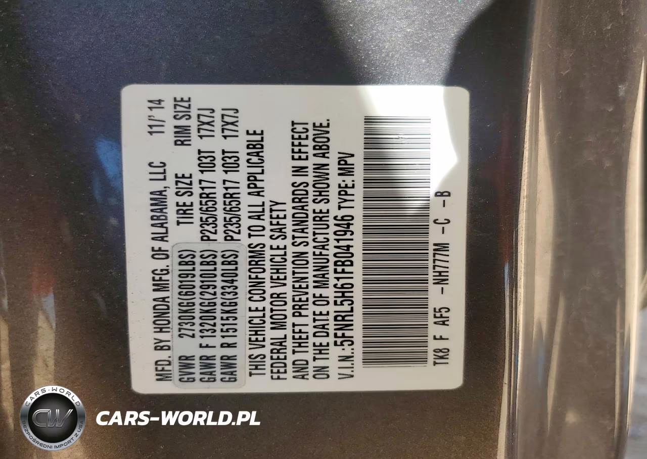 2015 Honda Odyssey Exl VIN:5FNRL5H61FB041946 - 13