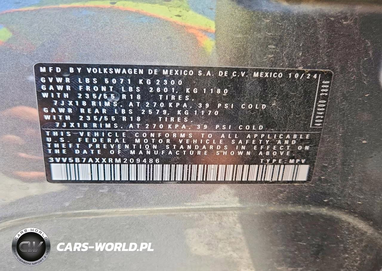 2024 Volkswagen Tiguan Wolfsburg VIN:3VV5B7AXXRM209486 - 13