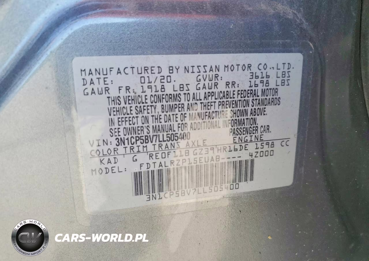 2020 Nissan Kicks S VIN:3N1CP5BV7LL505400 - 12