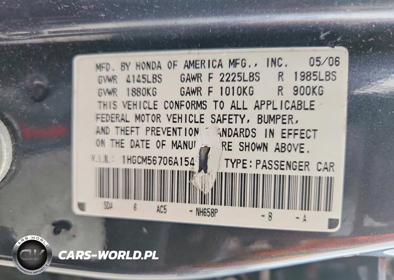 2006 Honda Accord Ex VIN:1HGCM56706A154571 - 13