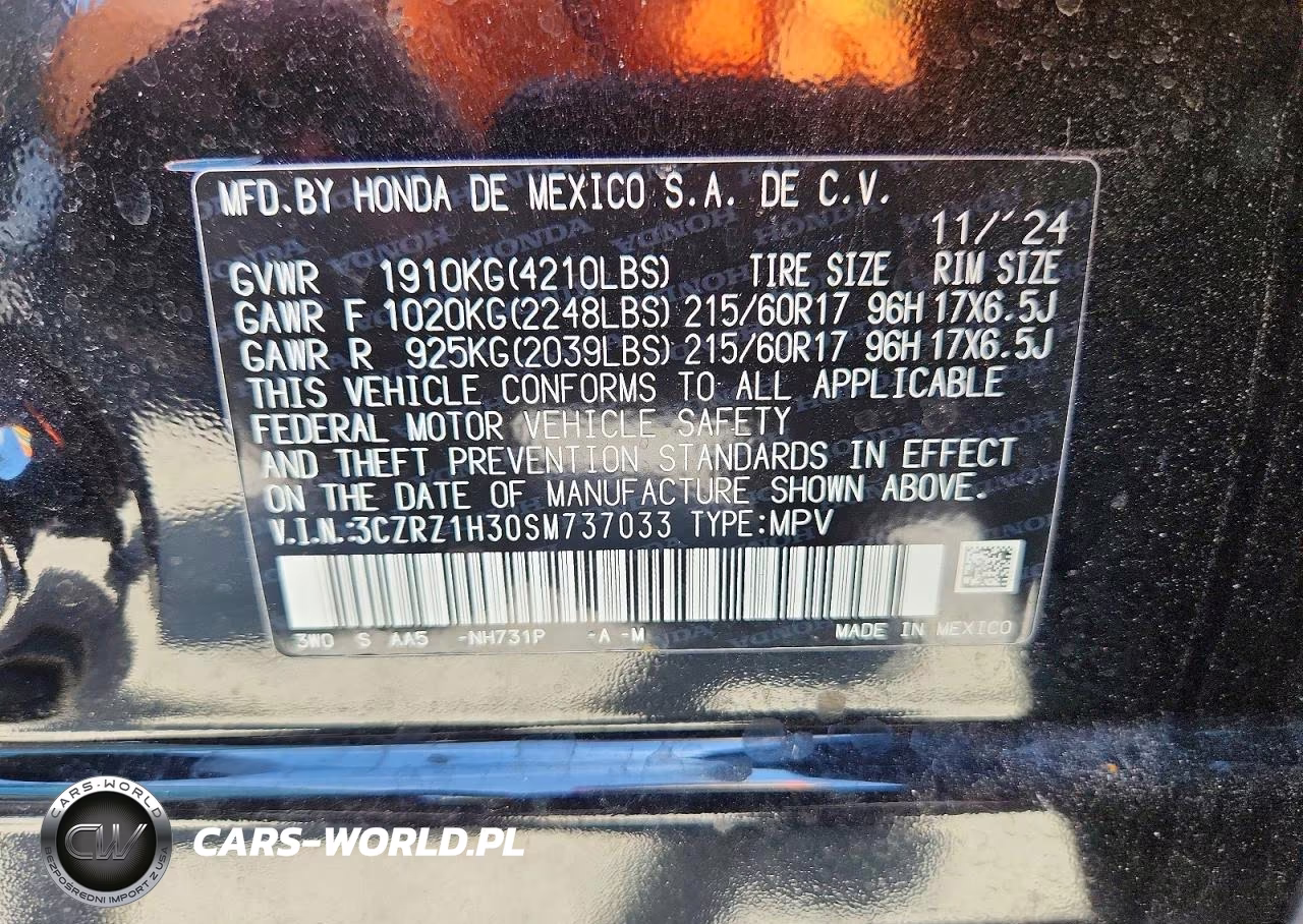 2025 Honda Hr-V Lx VIN:3CZRZ1H30SM737033 - 13
