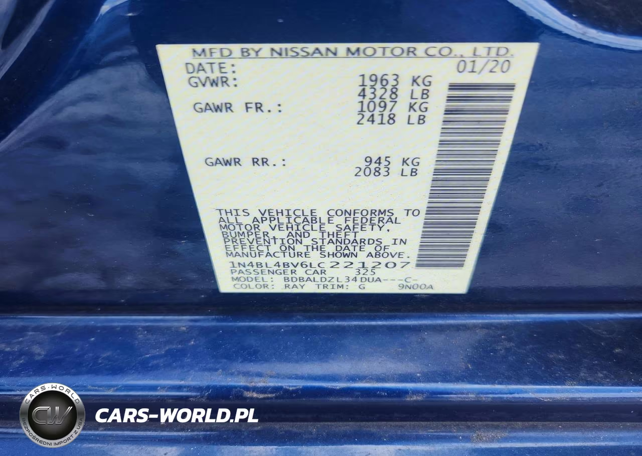 2020 Nissan Altima S VIN:1N4BL4BV6LC221207 - 12