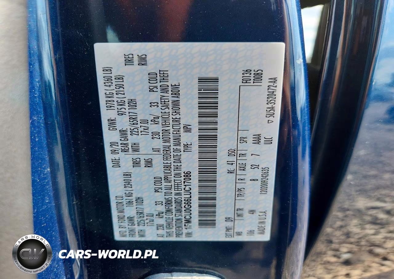 2020 Ford Escape Se VIN:1FMCU0G66LUC17086 - 13
