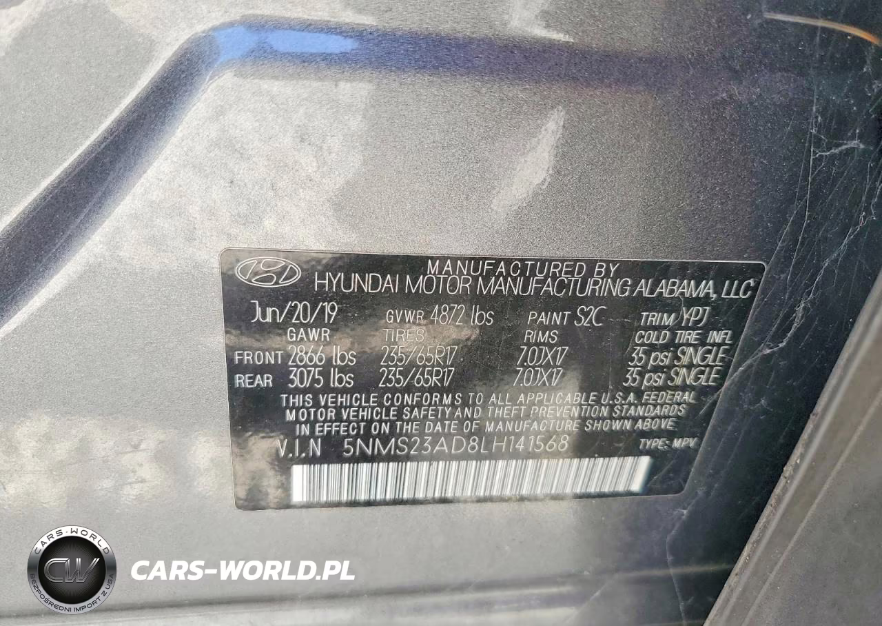 2020 Hyundai Santa Fe VIN:5NMS23AD8LH141568 - 13