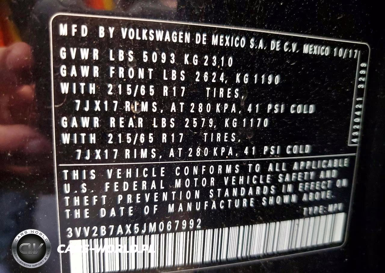 2018 Volkswagen Tiguan Se VIN:3VV2B7AX5JM067992 - 13