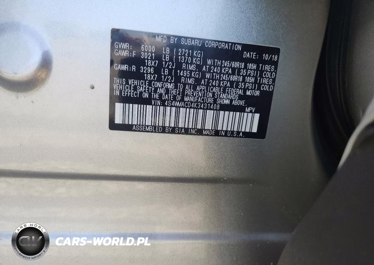 2019 Subaru Ascent Premium VIN:4S4WMACD4K3431408 - 13