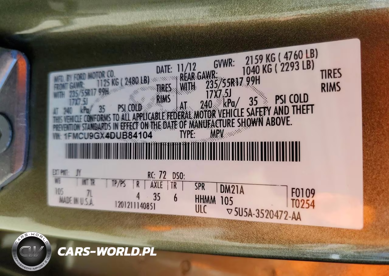 2013 Ford Escape Se VIN:1FMCU9GX4DUB84104 - 13
