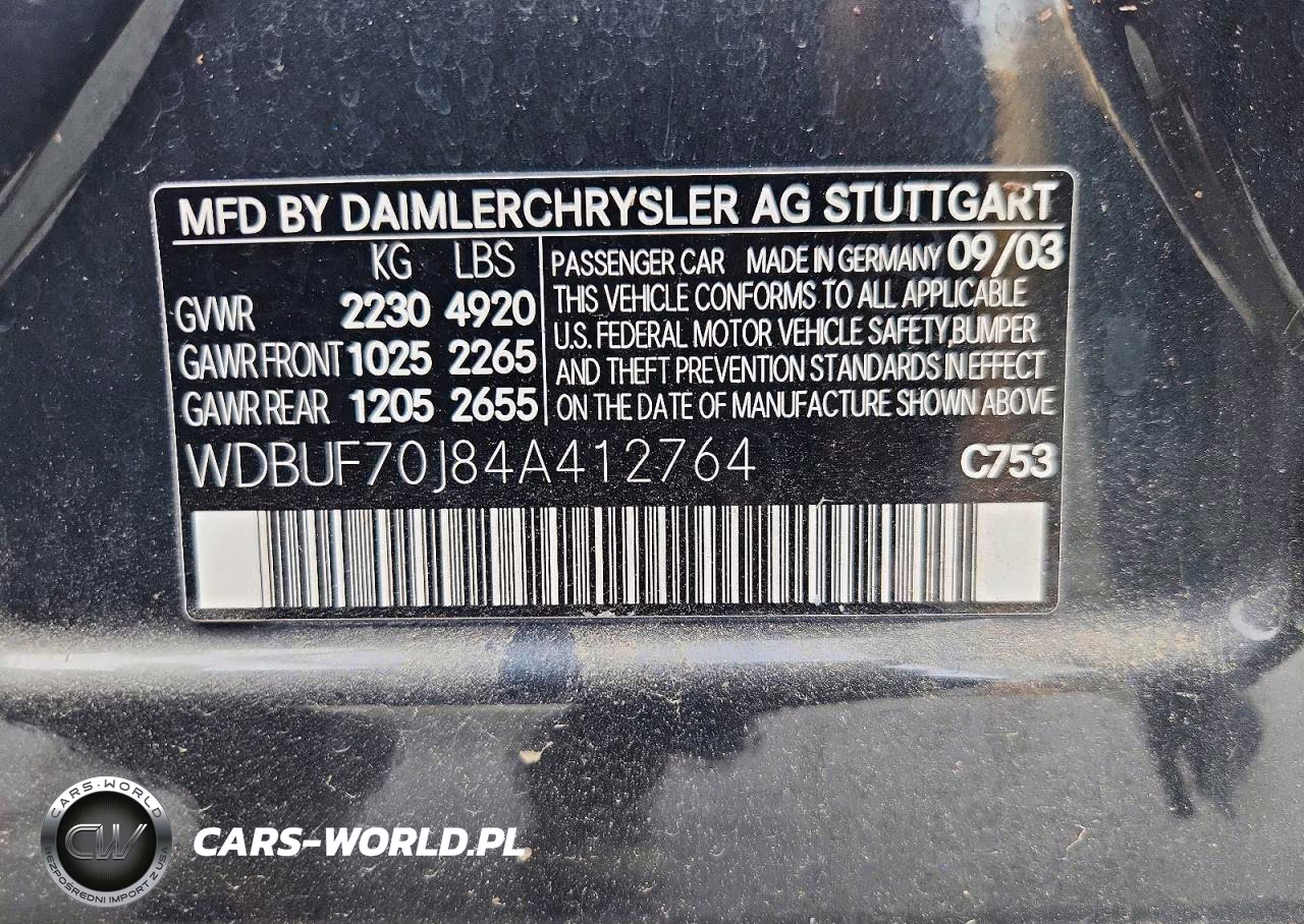2004 Mercedes-Benz E 500 VIN:WDBUF70J84A412764 - 12