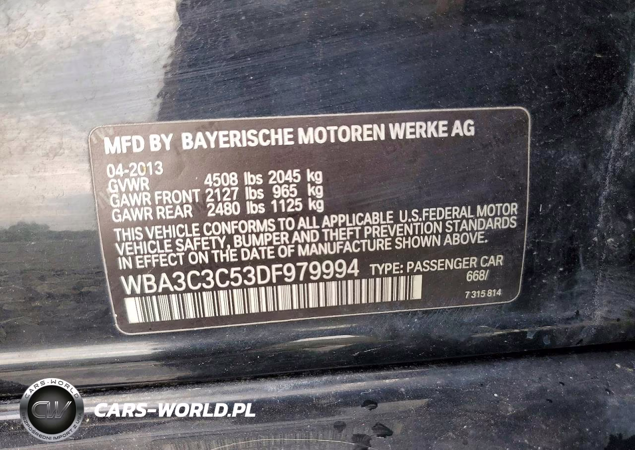 2013 BMW 320 I xDrive VIN:WBA3C3C53DF979994 - 12