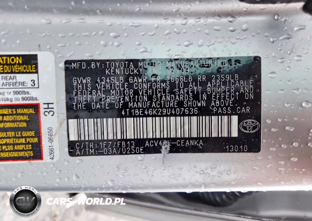 2009 Toyota Camry Base VIN:4T1BE46K29U407636 - 13