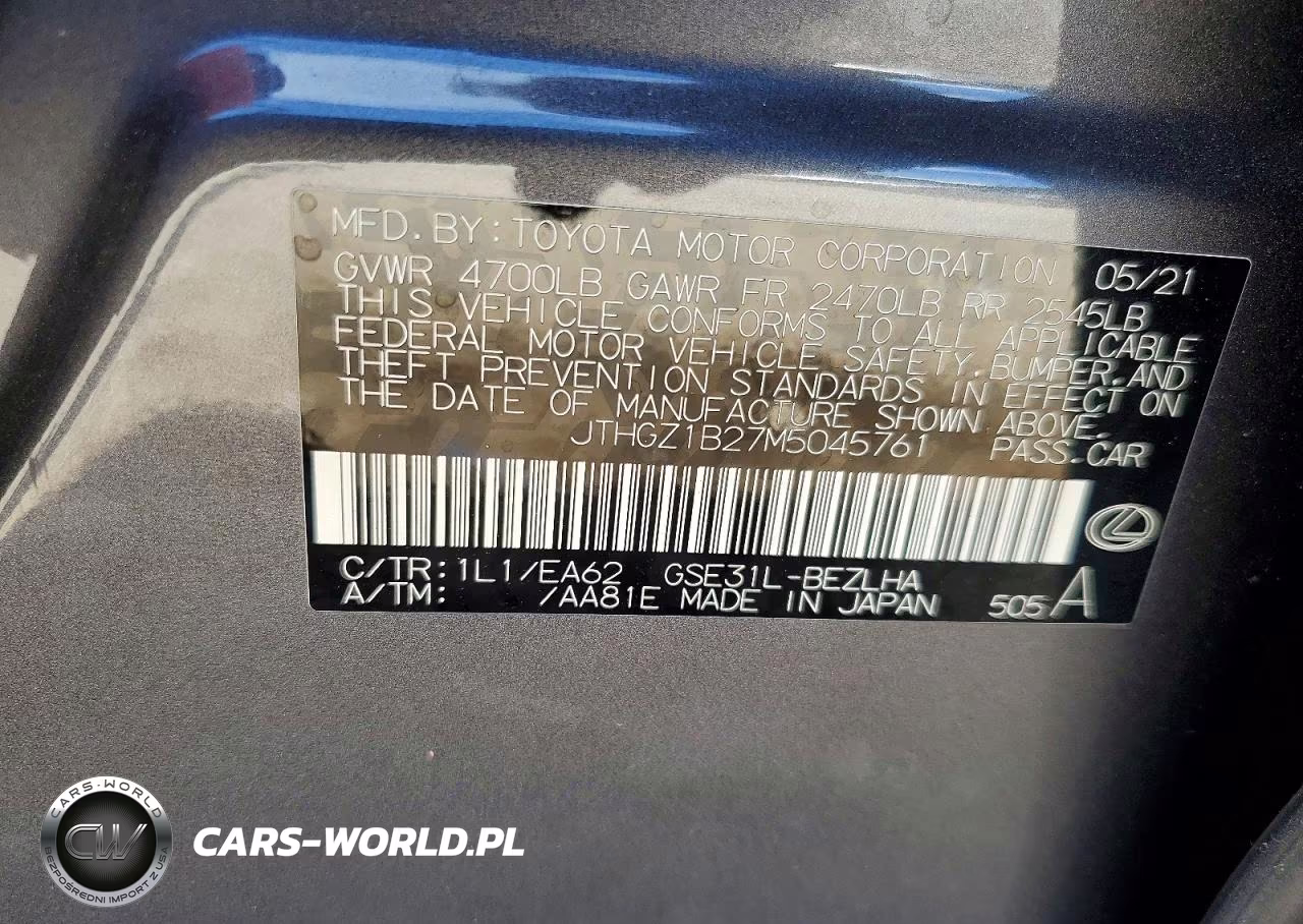2021 Lexus Is 350 F Sport VIN:JTHGZ1B27M5045761 - 12