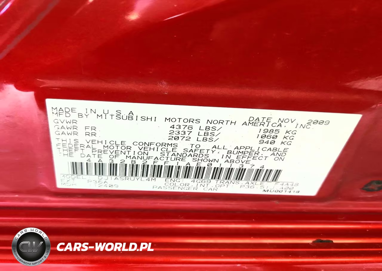 2010 Mitsubishi Galant Fe VIN:4A32B2FF1AE011374 - 12