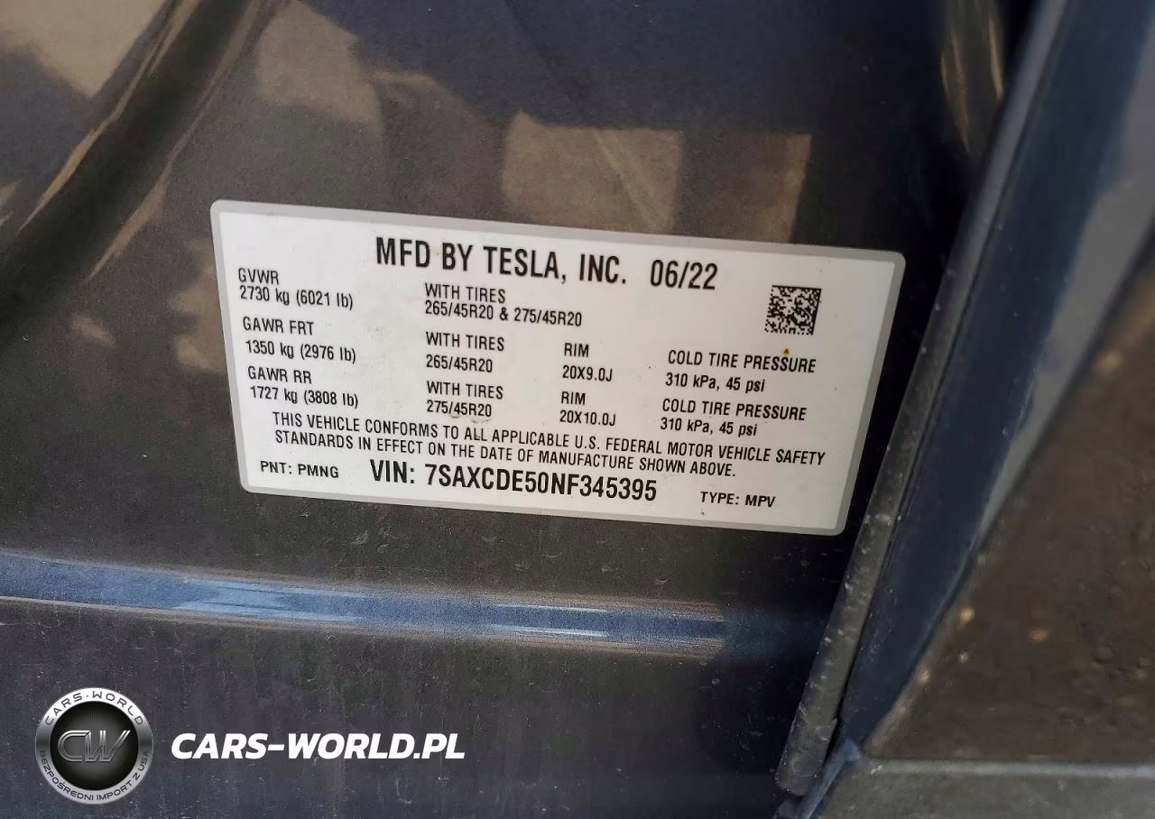 2022 Tesla Model X VIN:7SAXCDE50NF345395 - 14