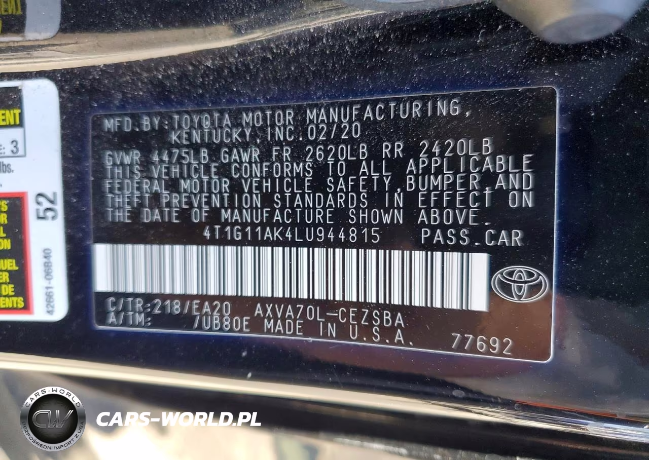 2020 Toyota Camry Se VIN:4T1G11AK4LU944815 - 13