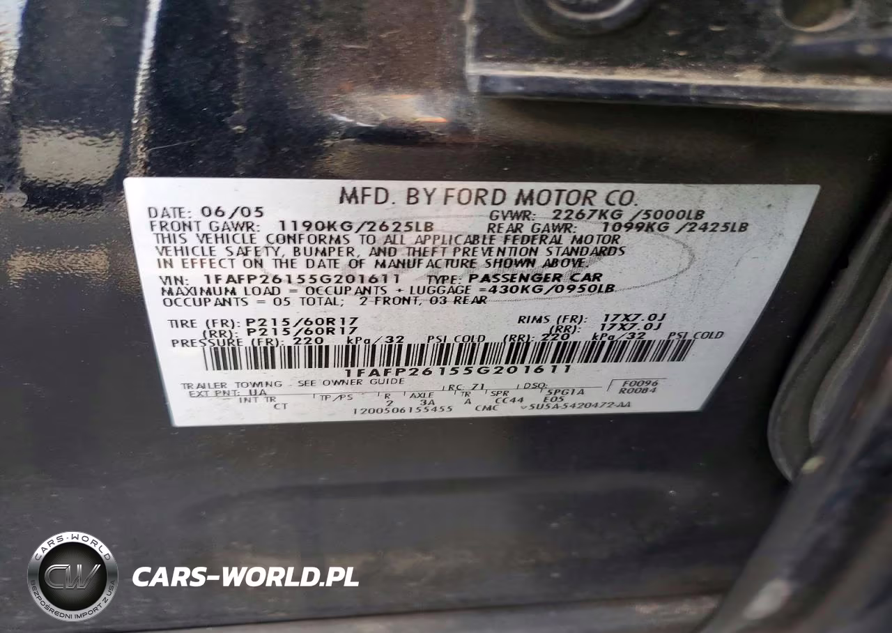 2005 Ford Five Hundred Se VIN:1FAFP26155G201611 - 12