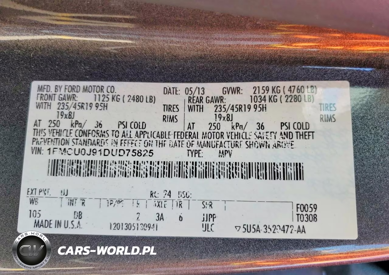 2013 Ford Escape Titanium VIN:1FMCU0J91DUD75825 - 13