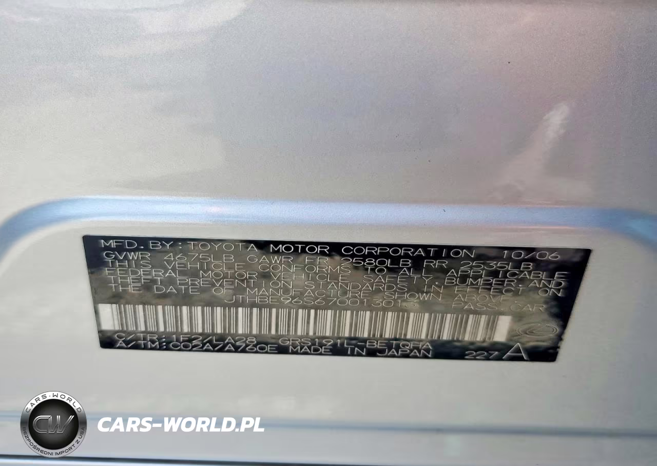 2007 Lexus Gs 350 VIN:JTHBE96S670013013 - 12