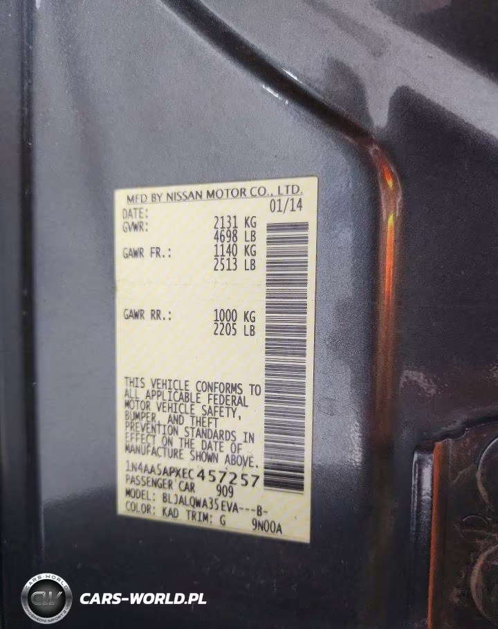 2014 Nissan Maxima 3.5 S VIN:1N4AA5APXEC457257 - 12