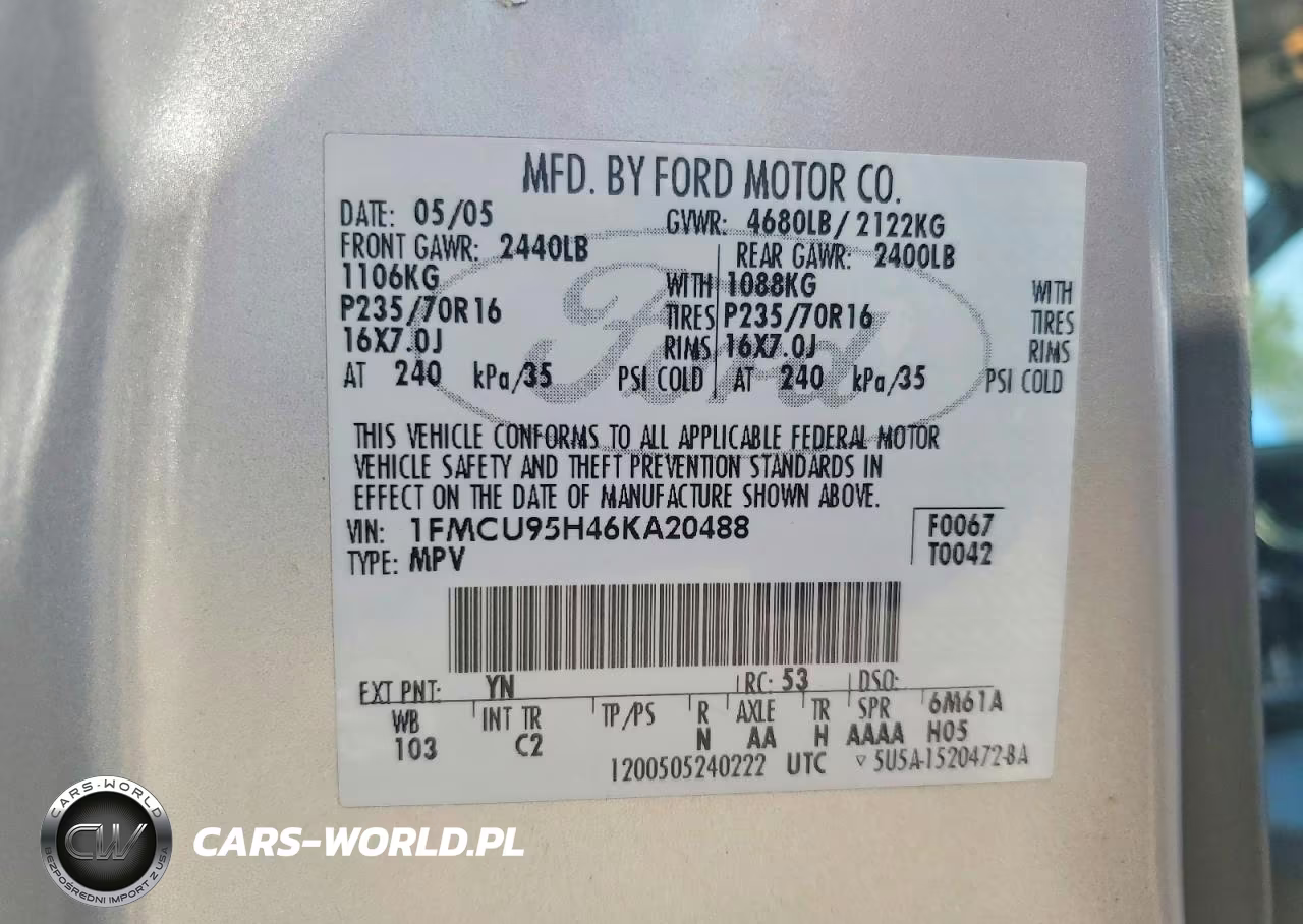 2006 Ford Escape Hev VIN:1FMCU95H46KA20488 - 13