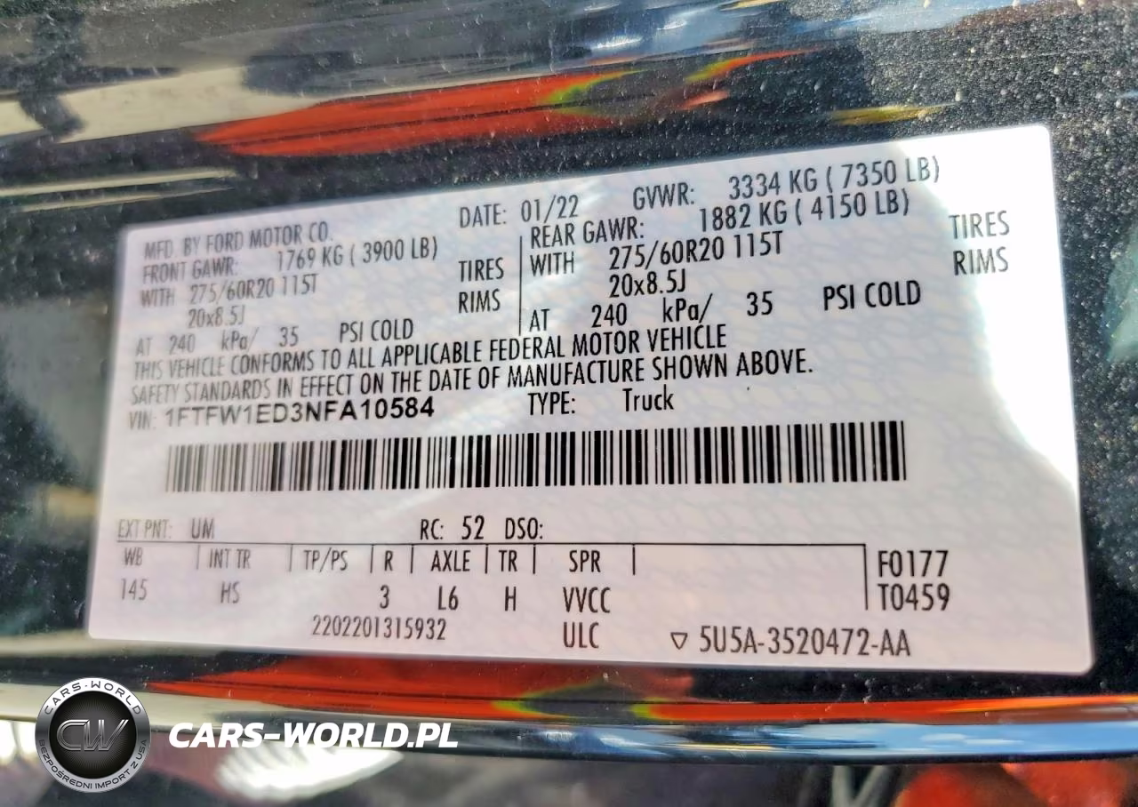 2022 Ford F150 Supercrew VIN:1FTFW1ED3NFA10584 - 12