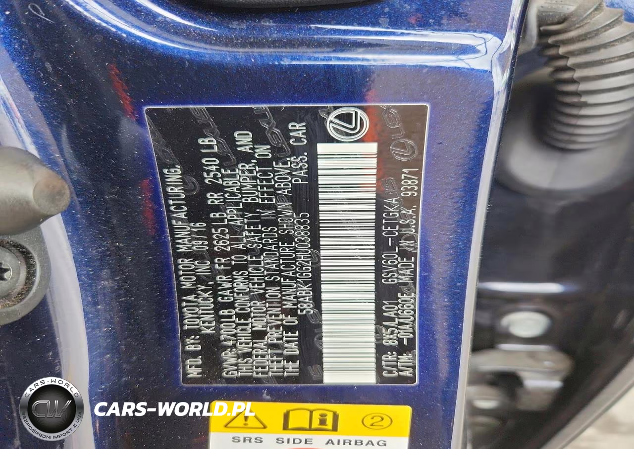 2017 Lexus Es 350 VIN:58ABK1GG2HU038835 - 12