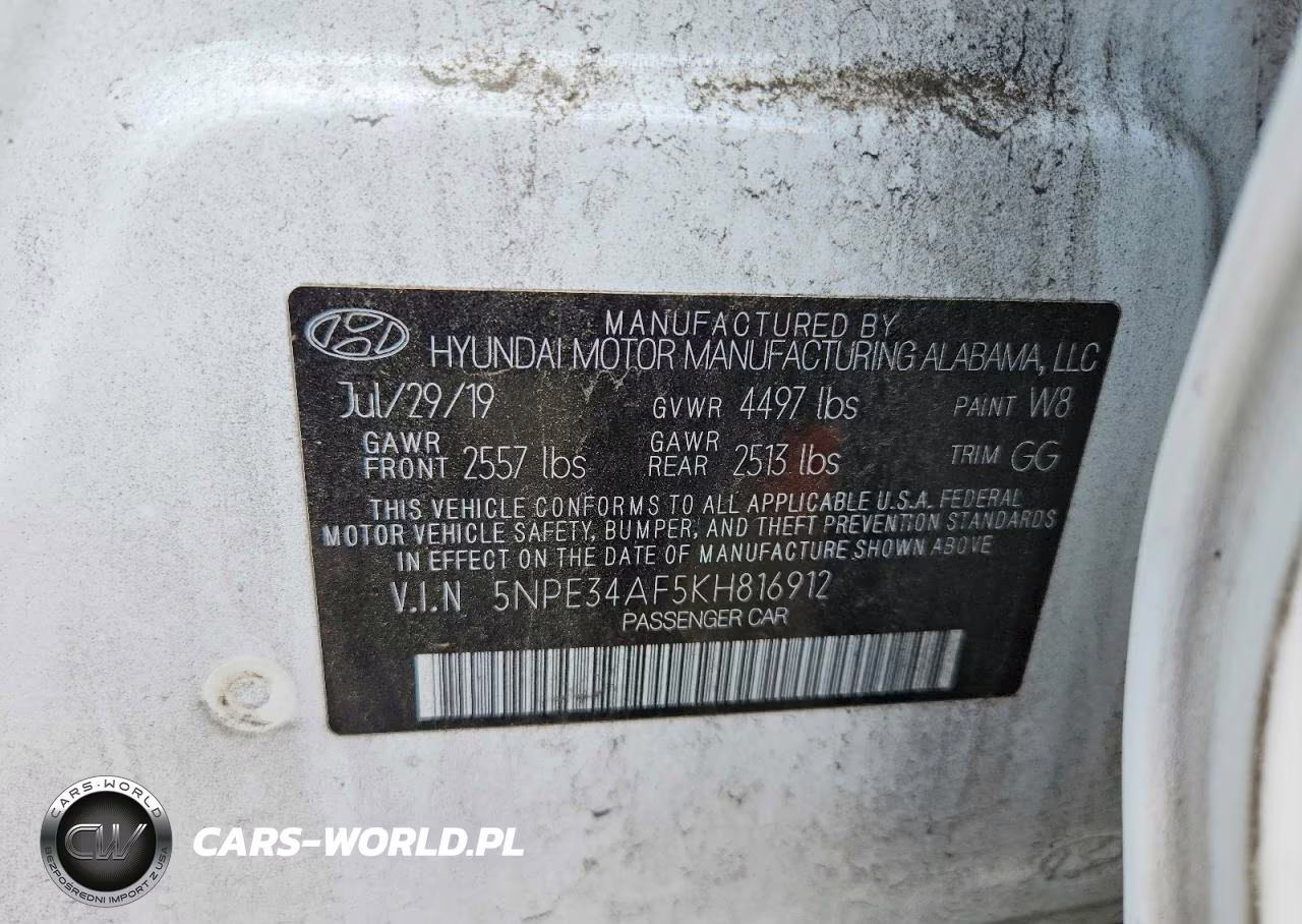 2019 Hyundai Sonata Sel VIN:5NPE34AF5KH816912 - 12