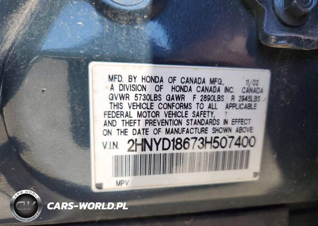 2003 Acura Mdx Touring VIN:2HNYD18673H507400 - 13