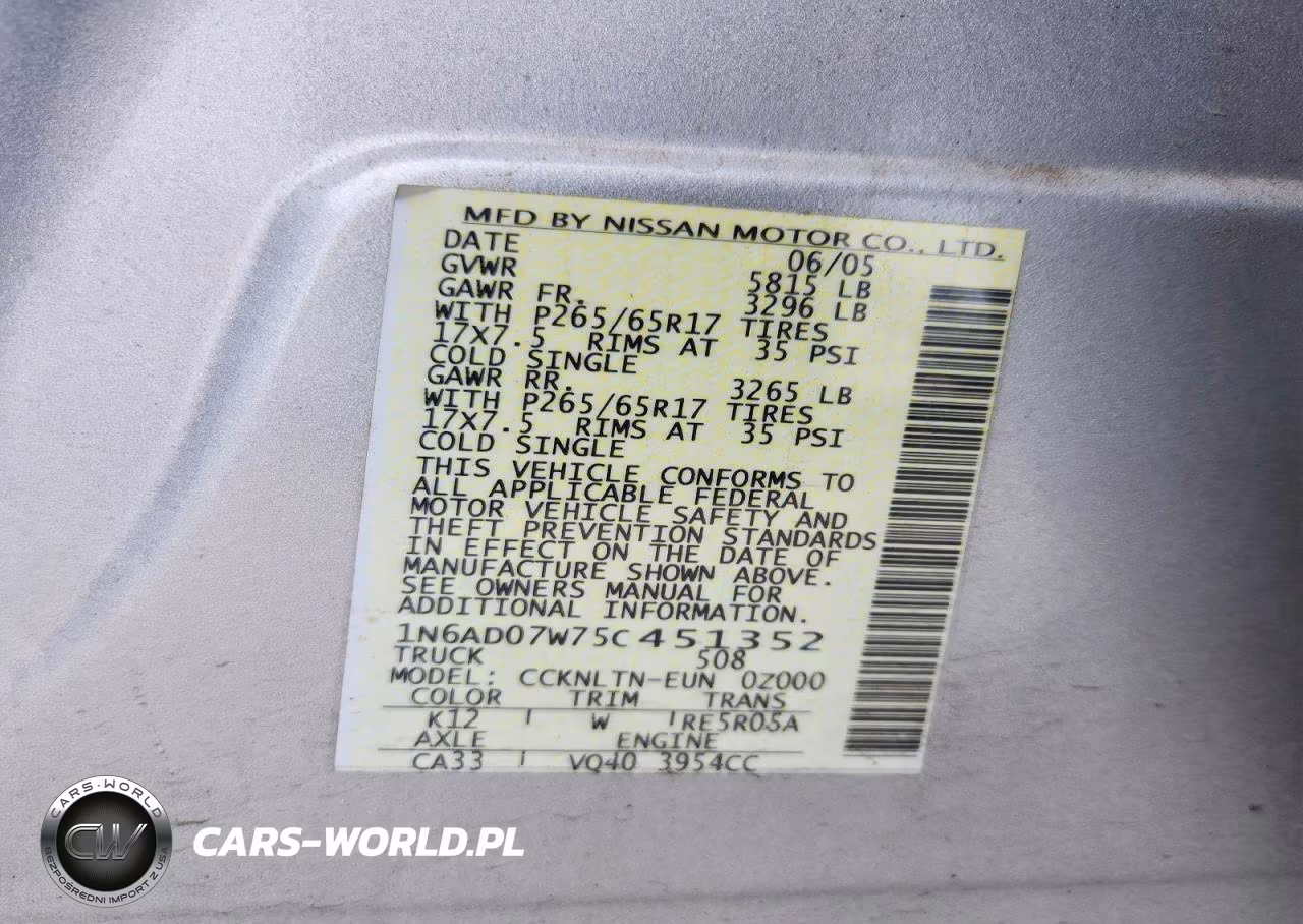 2005 Nissan Frontier Se VIN:1N6AD07W75C451352 - 12