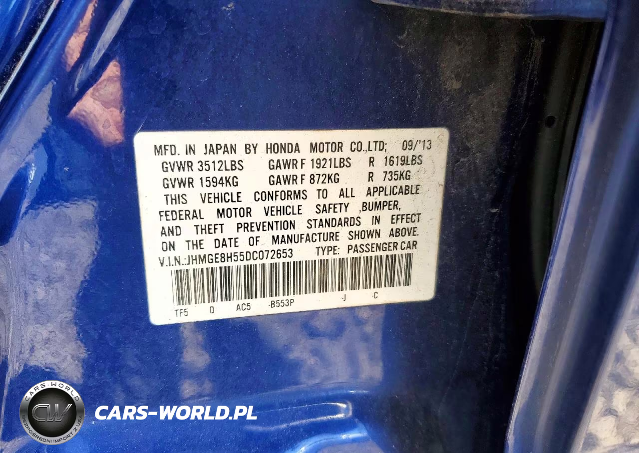 2013 Honda Fit Sport VIN:JHMGE8H55DC072653 - 14