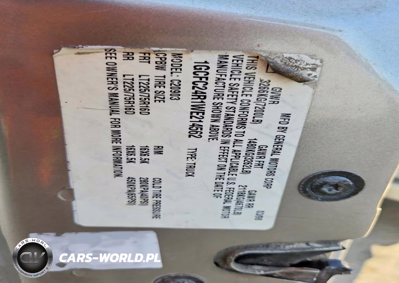 1998 Chevrolet Gmt-400 C2500 VIN:1GCFC24R1WE214562 - 12