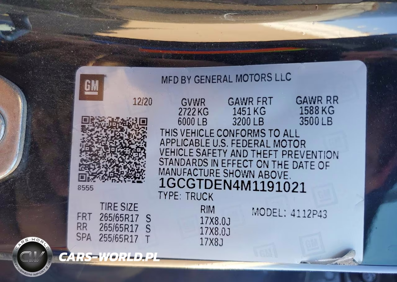 2021 Chevrolet Colorado Z71 VIN:1GCGTDEN4M1191021 - 12