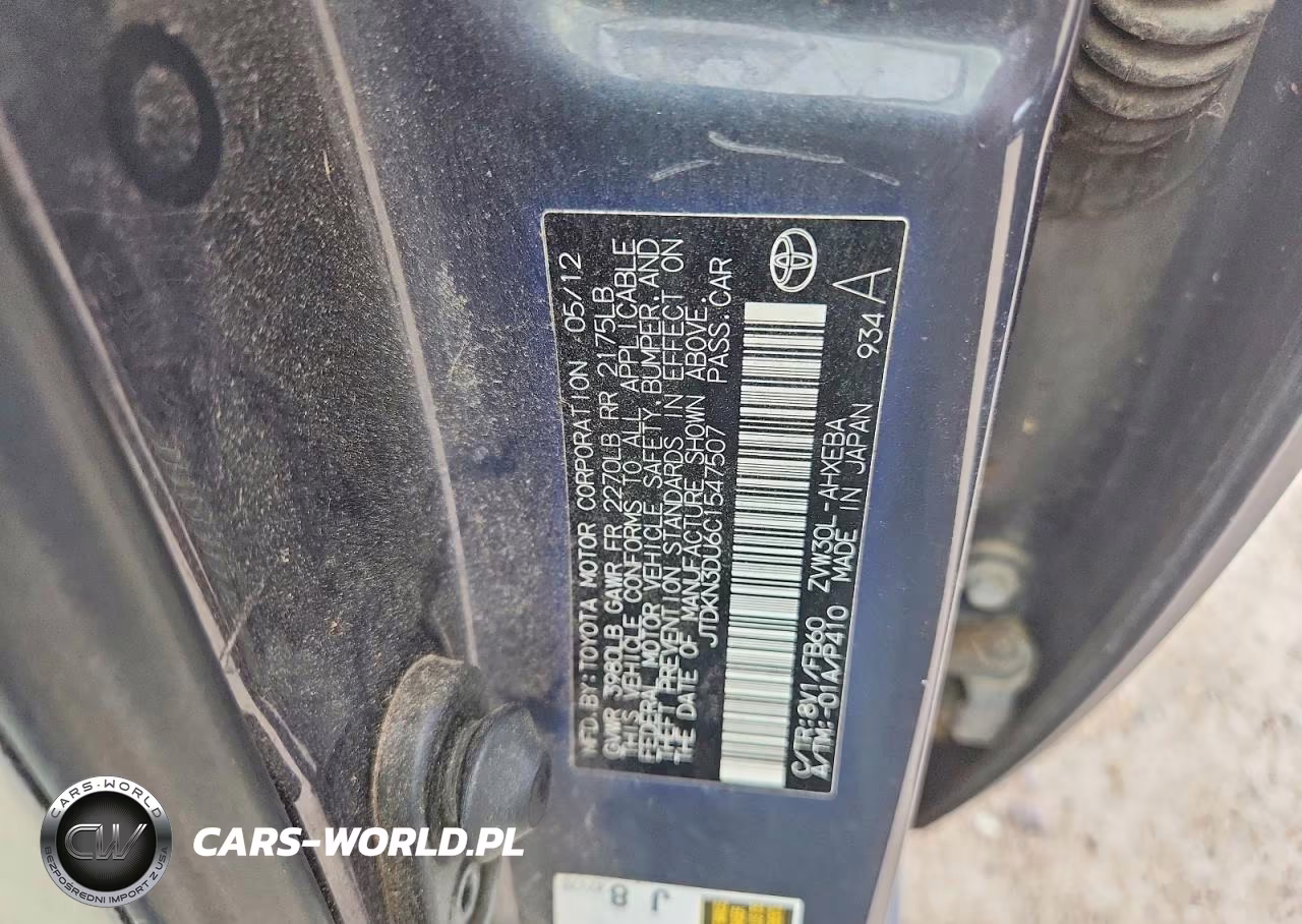 2012 Toyota Prius Two VIN:JTDKN3DU6C1547507 - 12