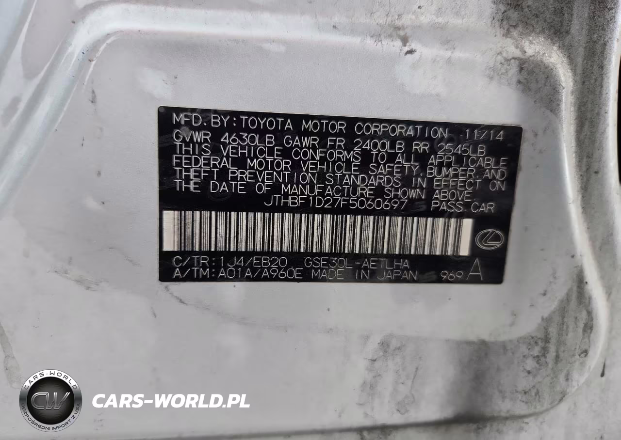 2027 Lexus Is 250 VIN:JTHBF1D27F5060697 - 12
