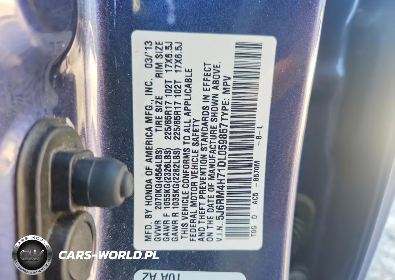 2013 Honda Cr-V Exl VIN:5J6RM4H71DL059867 - 13