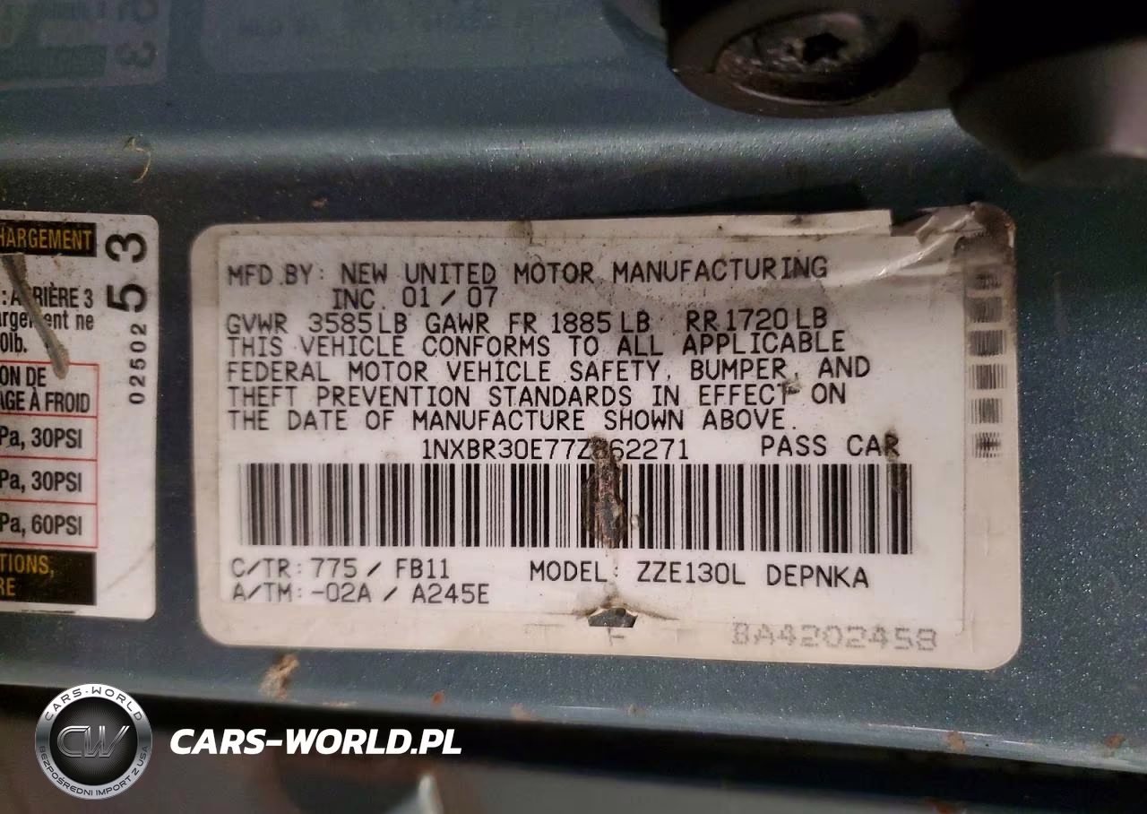 2007 Toyota Corolla Le VIN:1NXBR30E77Z862271 - 12