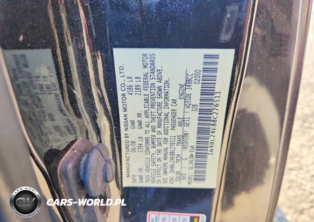 2008 Nissan Altima 3.5 Se VIN:1N4BL24E88C276511 - 12