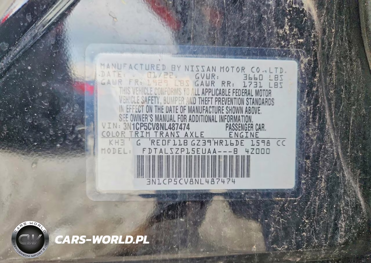 2022 Nissan Kicks Sv VIN:3N1CP5CV8NL487474 - 12