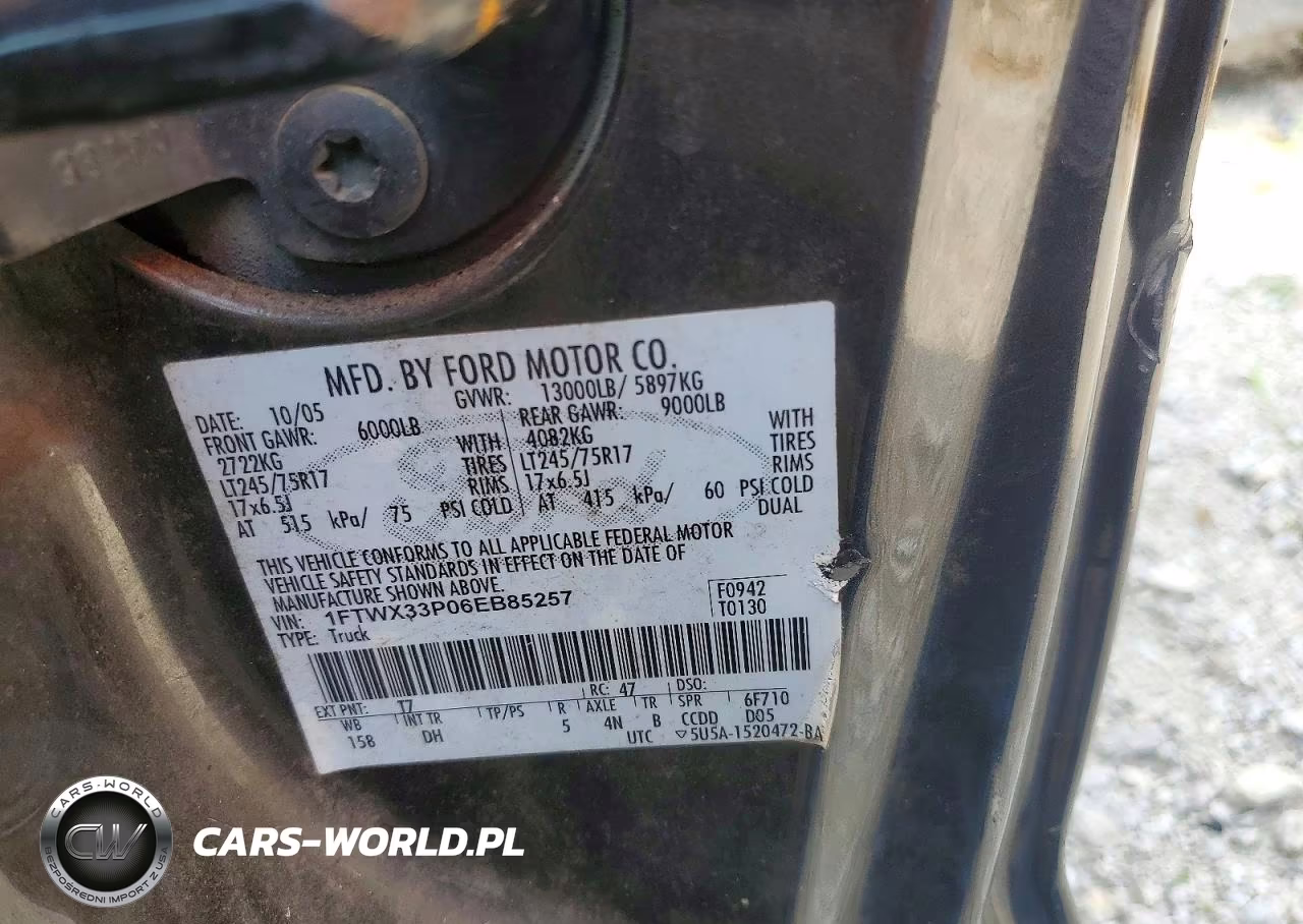 2006 Ford F350 Super Duty VIN:1FTWX33P06EB85257 - 12