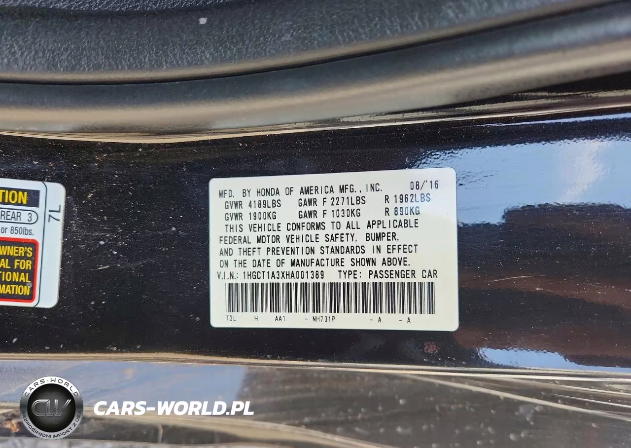 2017 Honda Accord Lx-S VIN:1HGCT1A3XHA001389 - 12