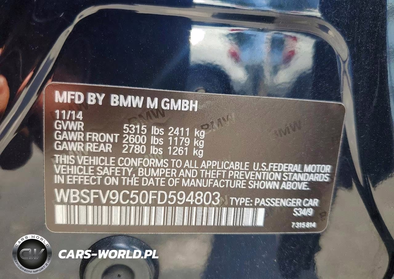 2015 BMW M5 VIN:WBSFV9C50FD594803 - 12